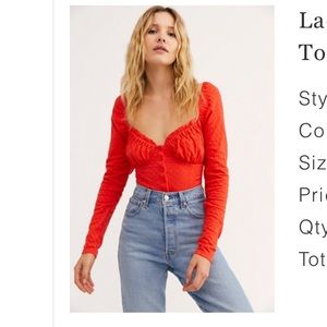 Free people ladybug long sleeve top in red size xl never been worn